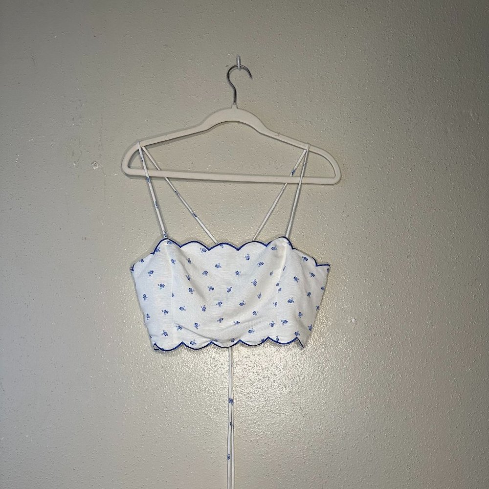 H&M Lace-up Bando Linen Crop Top